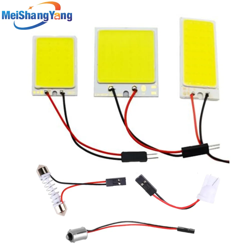 

Promotion White T10 18/24/36/48Smd Cob Led Panel Car Auto Interior Reading Map Lamp Bulb Light Dome Festoon BA9S 3Adapter DC 12V
