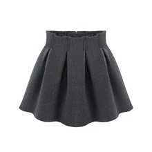 Four Colors Woolen Pleated Skirt Women Winter Thin High Waist A- Line Skirts Fashion Temperament Solid Color Plus Size 2XL C545