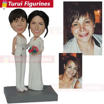 

Custom made bobbleheads from photo wedding cake toppers silhouette figurines polymer clay figurines 3d figurine of yourself doll