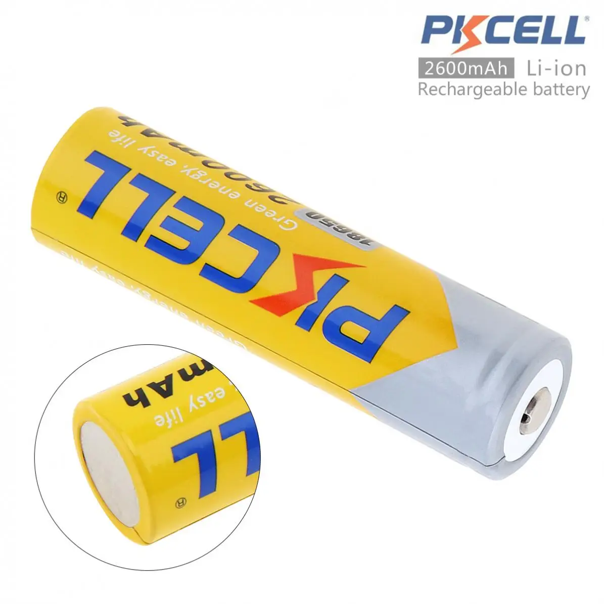 

PKCELL Sale 3.7V 18650 2600mAh Li-ion Rechargeable Battery with Discharge Protection Circuits for LED Flashlights / Headlamps