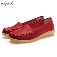 2017 women shoes Summer genuine leather flats shoes female casual flat women loafers shoes slips leather casual shoes ML02
