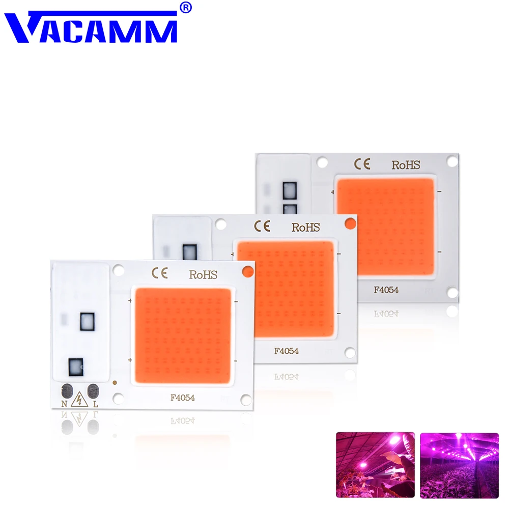 Vacamm новый полный спектр LED COB чип для выращивания растений свет 10 Вт/20 Вт/30 Вт AC 110 В