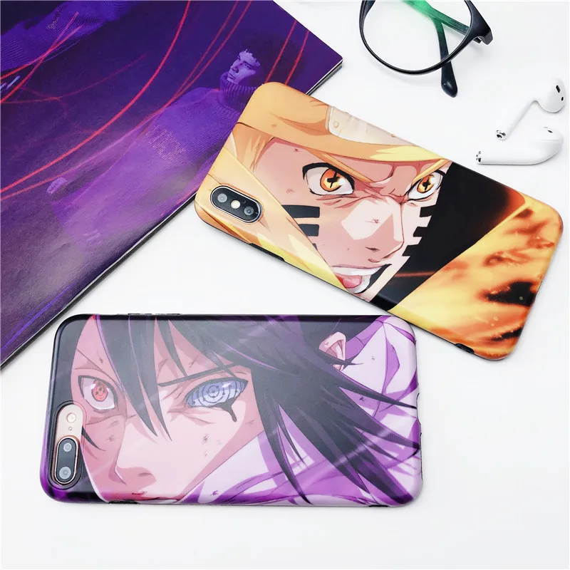 

Newest Naruto Mens Case Cool Case For iPhone X XS MAX XR 6 S 7 8 Plus Cartoon Kakashi Sasuke EYE Anime IMD Soft Silicone Cover