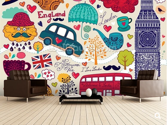 

Custom kids wallpaper,Kids London Montage,3D cartoon mural for living room children's room park backdrop waterproof wallpaper