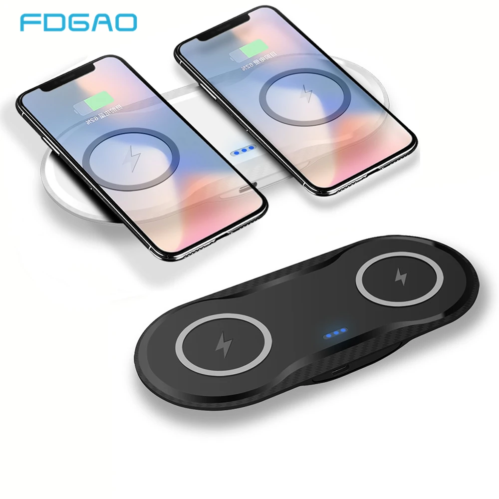 

FDGAO 2 in 1 Dual 10W Qi Wireless Charger For iPhone 11 Pro X XS Max XR Samsung S10 S9 Note 10 9 Fast Wireless Charging Dock Pad