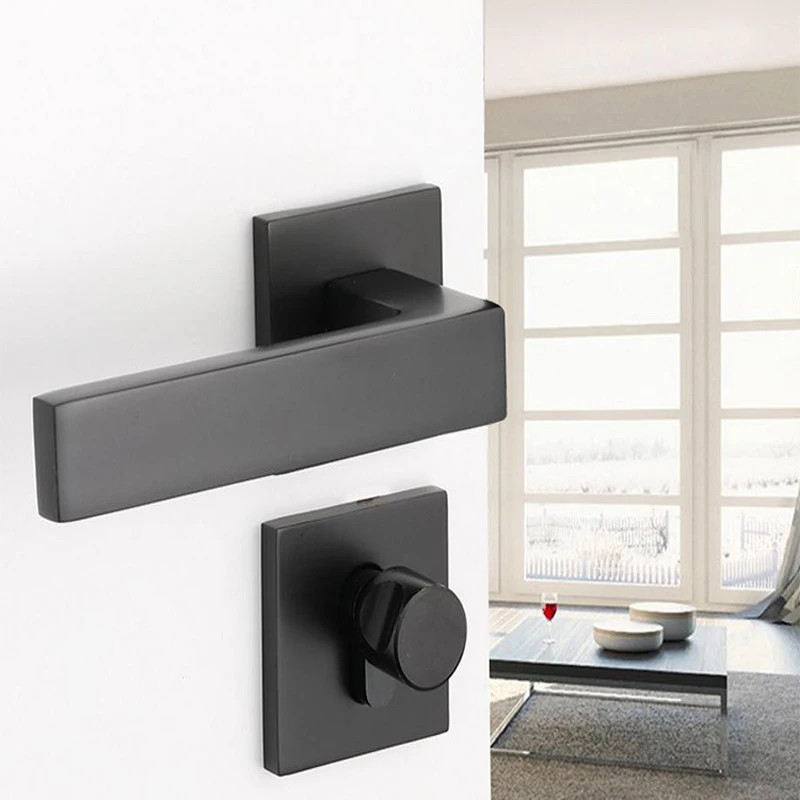 

High Quality Black Mute Door Lock Set Reversal Door Lock Kit for 35-50mm Doors Zinc Alloy Handle VE