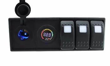 

IZTOSS DC 12V/24V LED Digital voltmeter power Socket with toggle rocker switch jumper wires and housing holder