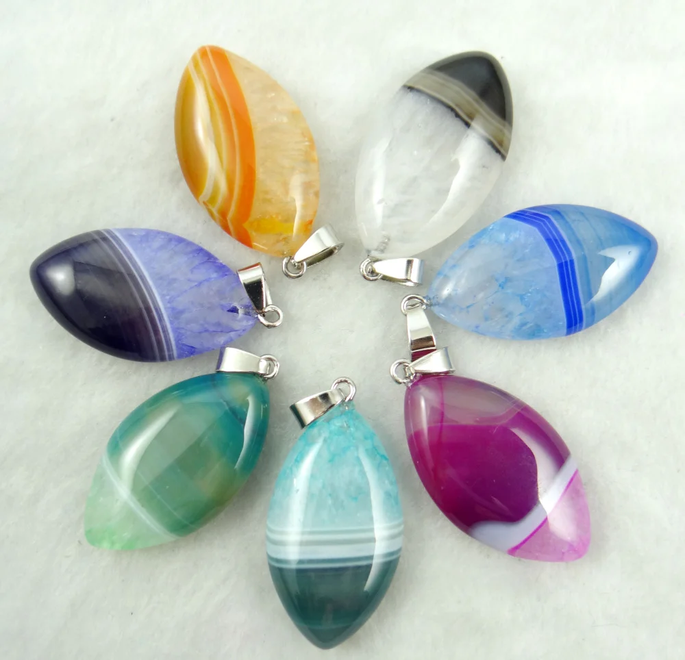 

Brazil Agates Natural Stone Quartz Crystal Agates oval Charm Pendant for diy jewelry making necklace Accessories 10pcs