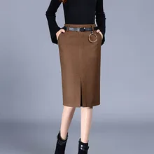 Модная женская пикантная осенне-зимняя прямая юбка высокого качества с высокой талией, облегающая юбка миди, офисные вечерние юбки YM1022