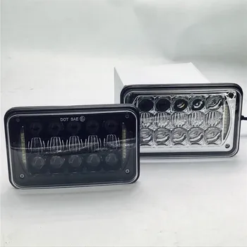 

2X Black 4x6 LED Projector Headlight 5D 45W Sealed Beam Square Headlight W/ DRL Replacement HID Xenon H4651 H4652 H4656 H4666