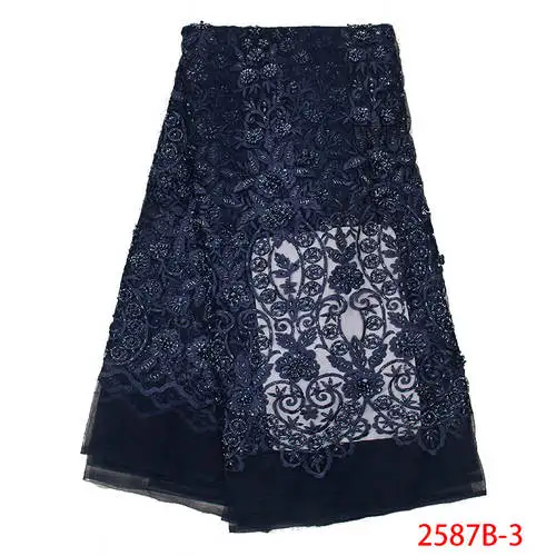 Высококачественная африканская кружевная ткань в нигерийском стиле французская тесьма вышивка Тюлевая сетка с блестками для вечерних платьев KS2587B-1 - Цвет: Picture 2