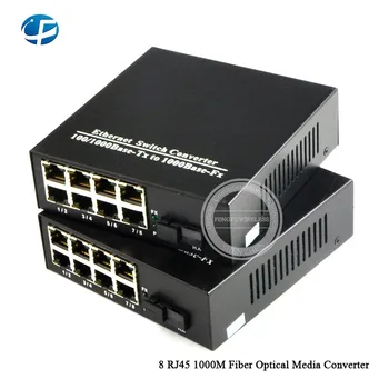 

Hot items 1pair 8 RJ45 UTP and 1 SC Port Gigabite Single Mode Ethernet 8 port 1000M fiber optic RJ45 Media converter