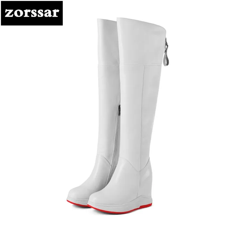 {Zorssar}/2019 женские зимние теплые сапоги до бедра Сапоги выше колена из натуральной