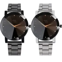 2019 Для мужчин s часы лучший бренд моды Для мужчин Для женщин Кристалл Нержавеющая сталь Аналоговые кварцевые наручные часы Мужские часы