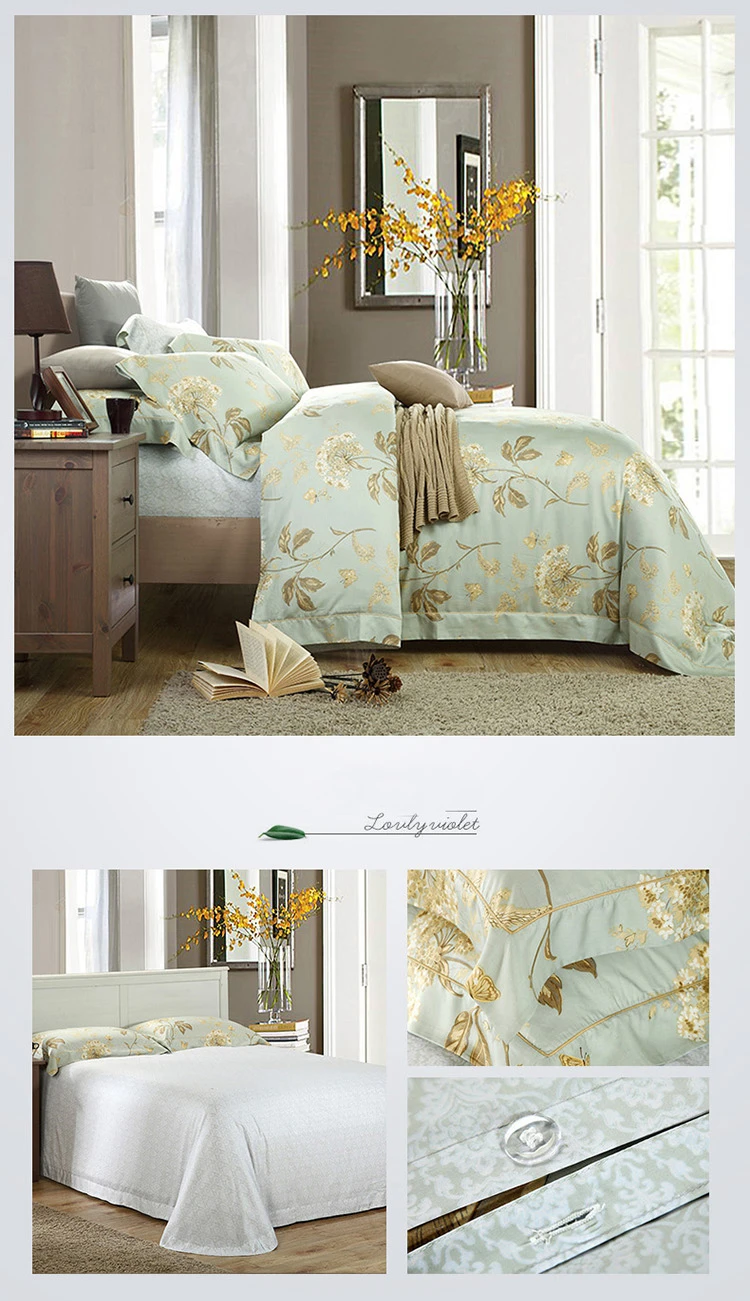 bedding set queen comforter sets tencel cotton duvet cover 4pcs palace Idyllic plant bed linen king size bed sheets home textiles 6