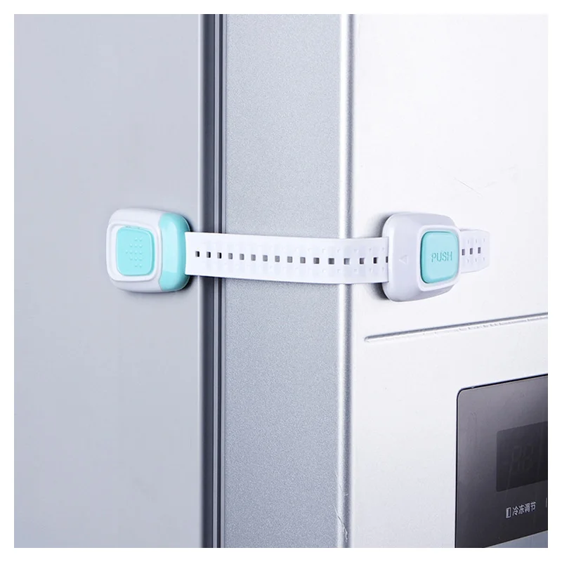 Multi-function double button children 's security lock baby protective equipment anti-folder hand refrigerator lock with 8Pcs Multi-function double button children 's security lock baby protective equipment anti-folder hand refrigerator lock with 8Pcs