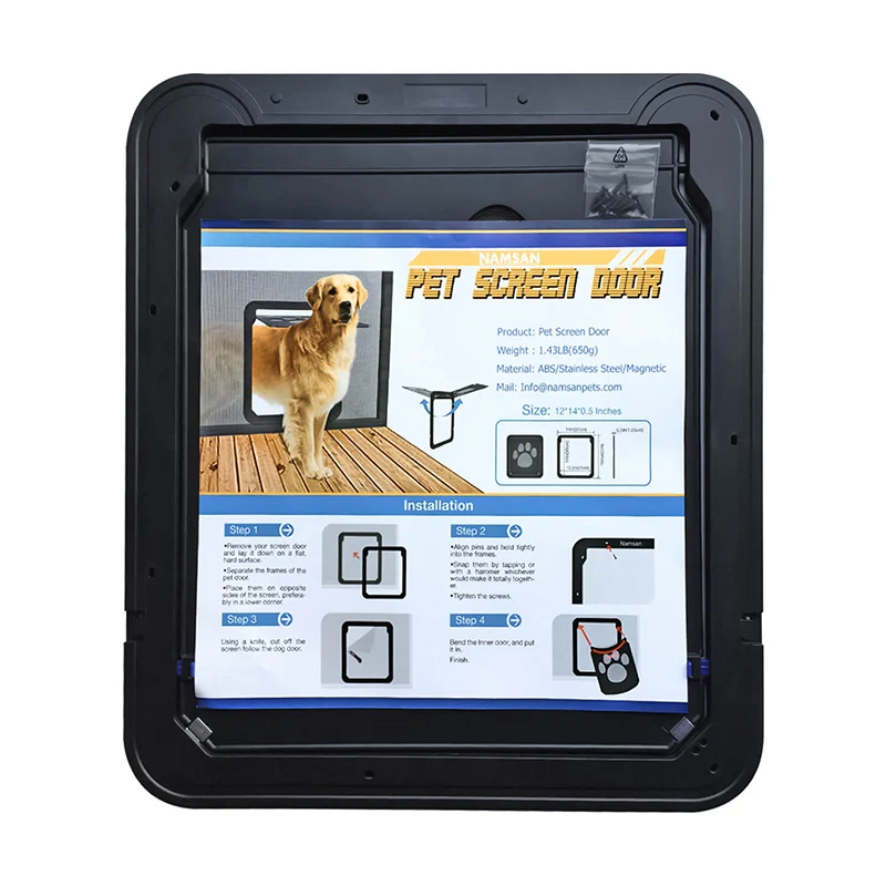 CAWAYI питомник запираемый ABS пластик ПЭТ кошка собака экран дверь безопасности створки дверь животное собака-туннель створки щенок собака кошка ворота D1394 - Цвет: dark grey