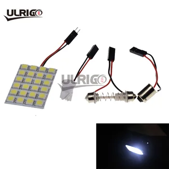 

5 PCS Panneau Lumineux Blanc 24SMD 5050 LED Lumiere feston Dome Ampoule Lampe T10+Feston Adaptateurs De Voiture Led 12V Ampoules