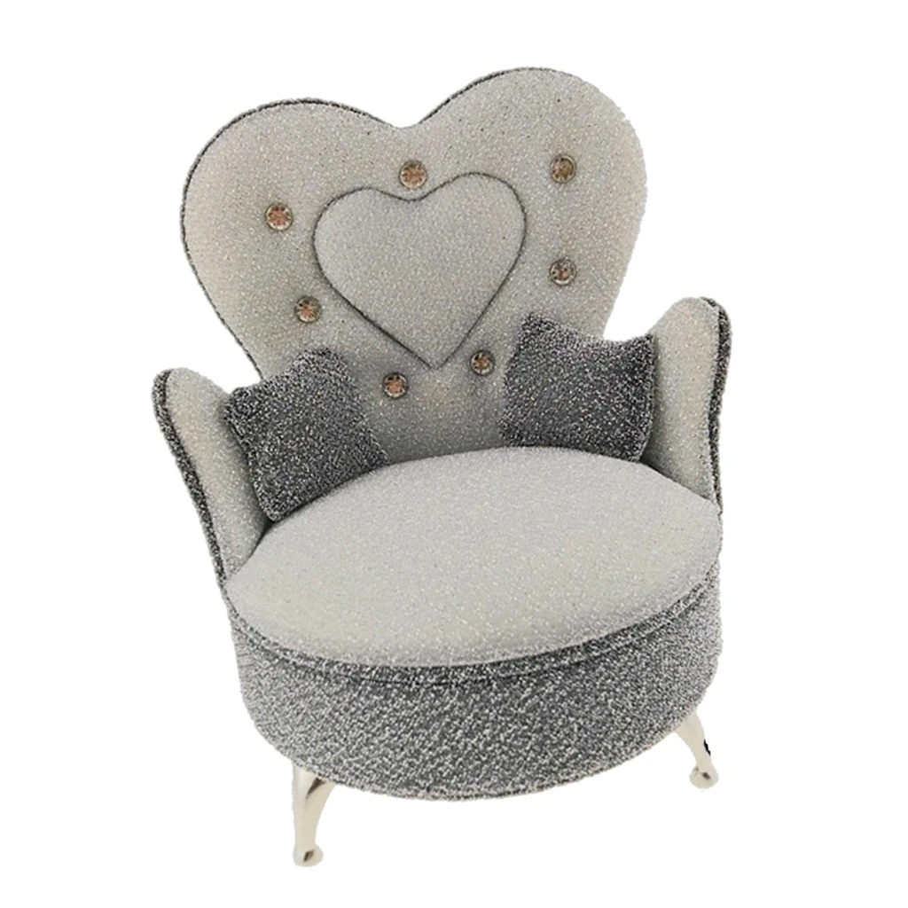 1/6 Scale Sofa Armchair Furniture for Action Figures 12inch Doll Gray+Silver