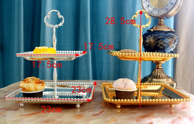 Креативный Европейский стиль двойной слой фруктовый поднос для гостиной, спальни, кухни, подставка для свадебного торта сахар сухофрукты плиты день закуска к чаю лоток