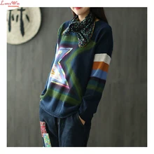 Glittering Colored Stars Womens Long Knitting Pullovers Quality Casual Young Perfect Neutral Sweaters