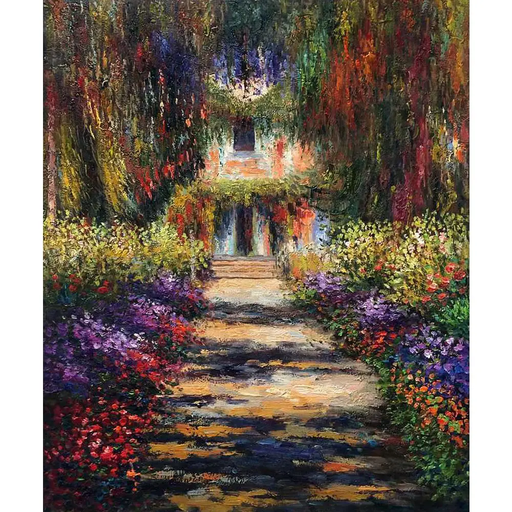 Пейзаж художественный сад дорожка в Giverny от Claude Monet Масляные картины холст