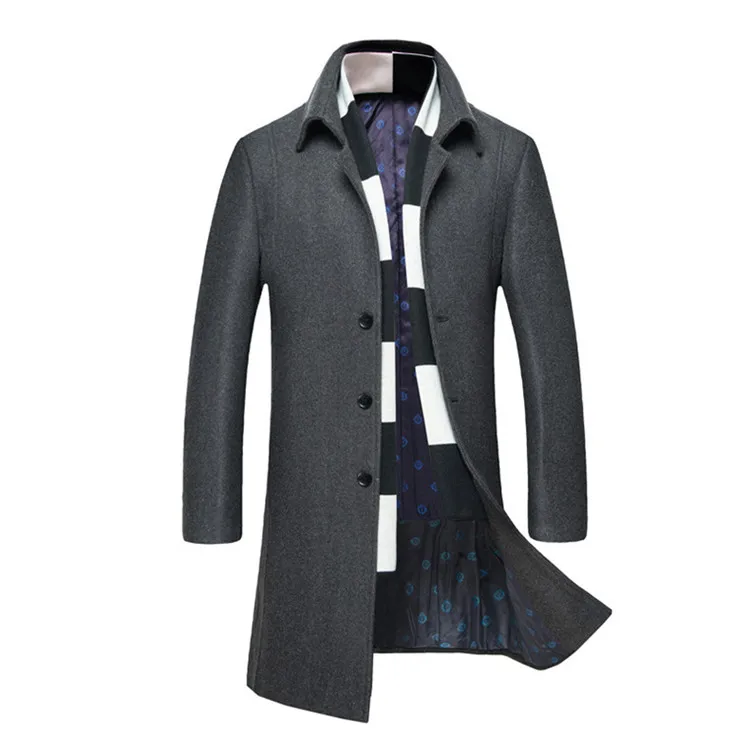 Шерстяное пальто, новинка, зимнее шерстяное длинное пальто, мужское приталенное повседневное толстое пальто, Мужская теплая ветровка, пальто, куртки