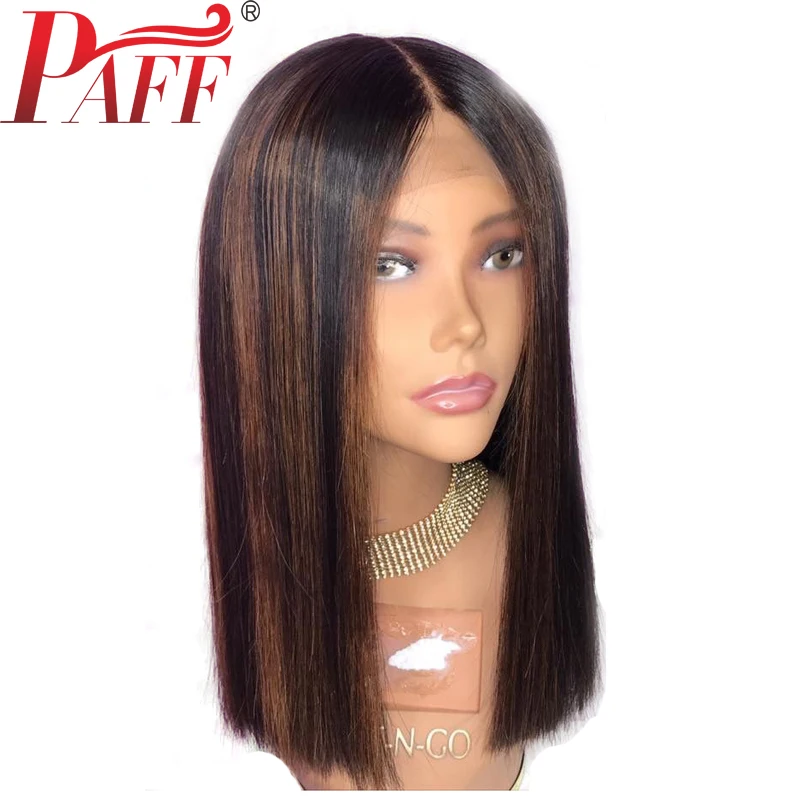 

PAFF Straight 13*6 Deep Lace Front Wigs Human Hair Highlight Color With Baby Hair 150% Density Malaysia Remy Hair Pre Plucked
