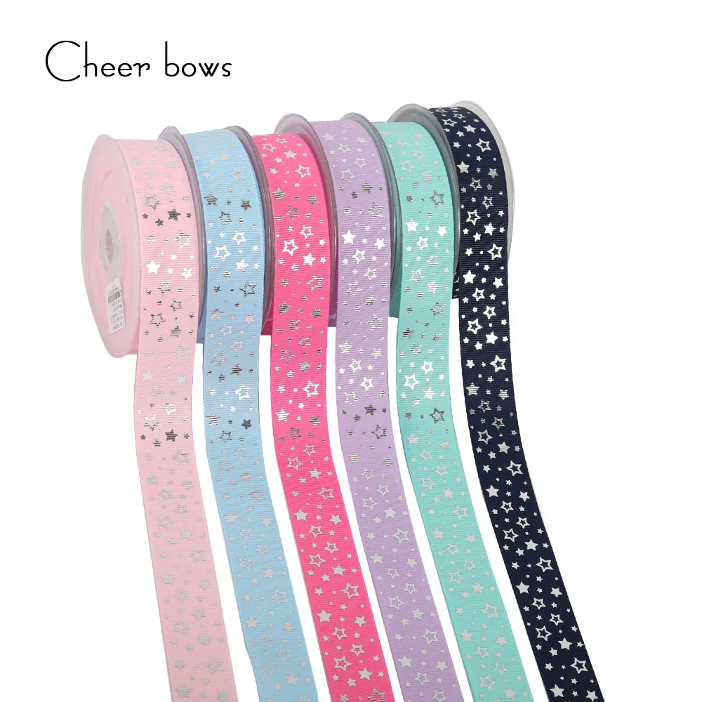 

2Y/lot 25mm Stars Bronzing Printed Grosgrain Ribbon Fashion Textile Ribbon DIY Handmade Materials Wedding Decorations Materials