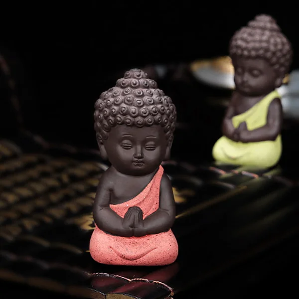 Ceramic Little Monk Figurine Home Decor Buddha Statue Figures Ornament for Car Living Room Teahouse LAD-sale