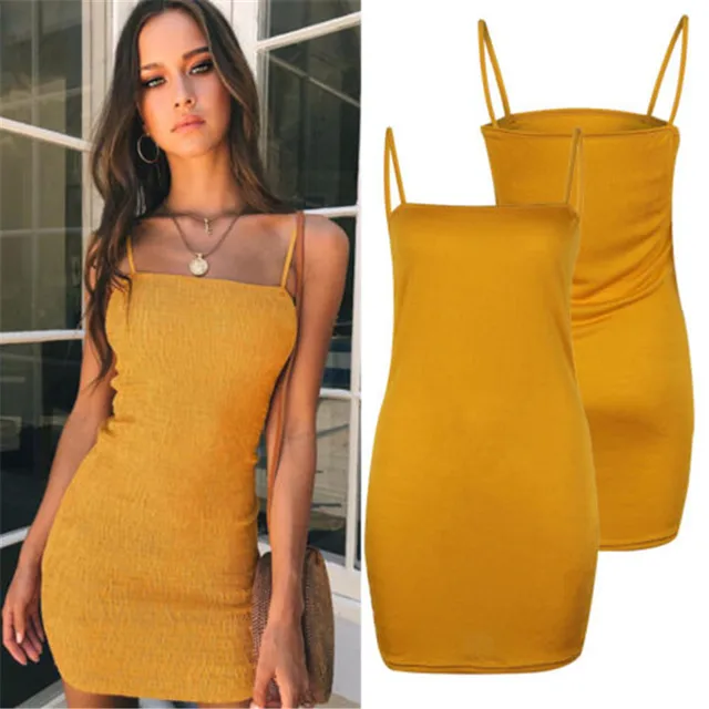 Spaghetti Strap Yellow Dress