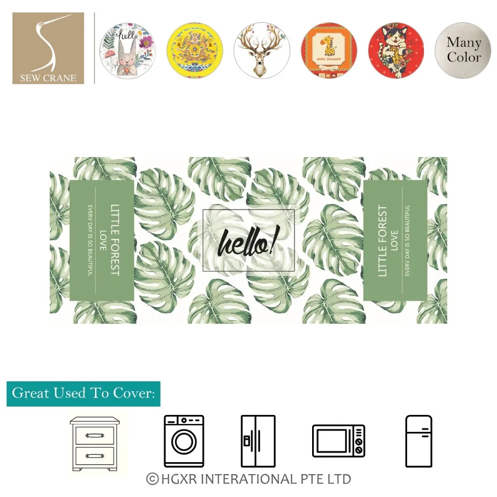 

SewCrane Home Kitchen Appliances Decoration Dust Cover Tropical Plant Fridge Cover Floral Animal Oven Washing Machine Cover