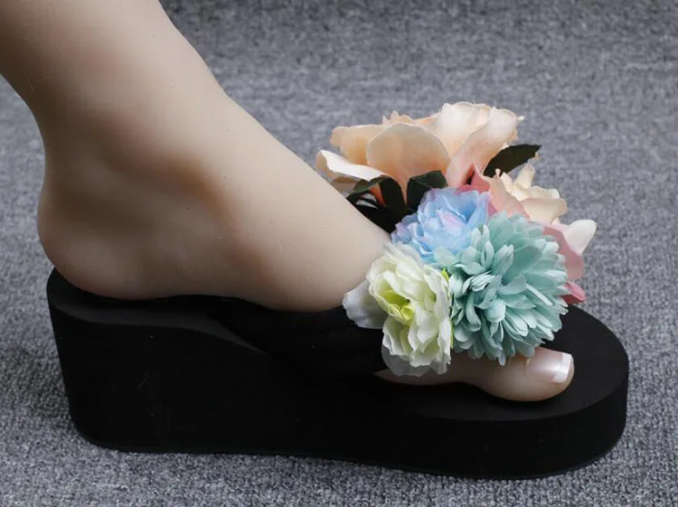 2019 New Anti-skid Base Wedge Shoes For Sale Handmade Flowers Buy Beach Flip Flops Slippers Online Cheap Black51