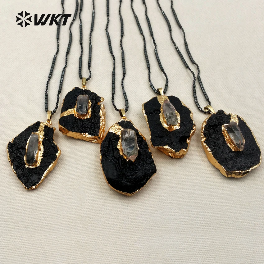 WT-N1088 WKT, Новое поступление, натуральная уникальная форма, черный турмалиновый камень, подвеска, ожерелье для женщин, украшение, таинственное ожерелье