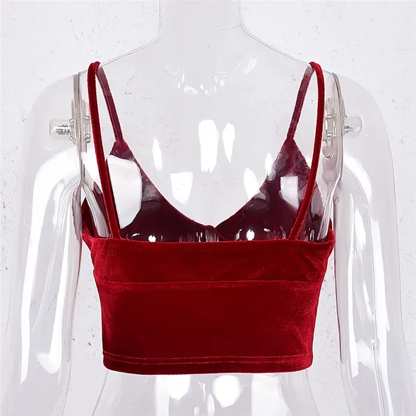 Sexy Velvet Crop Top Female Camis Vintage Casual Vest Women's Tops Base Shirt Slim Cropped Women's Blouse Wholesale noFB4 (7)