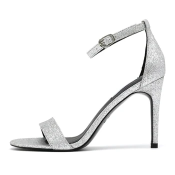 

2018 new one-button buckle open-toed high heels fashion simple with round head shoes women.