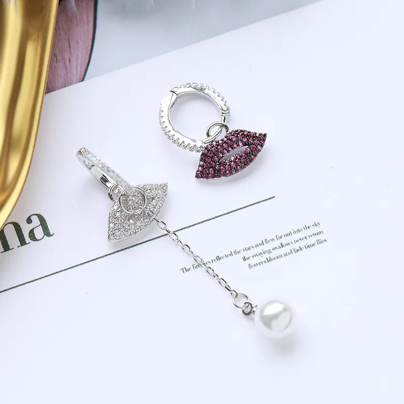 

Ruifan Irregular Lips Simulated Pearl Earrings Dangle Korean Style Bling Cubic Zircon Drop Earring 2019 Fashion Jewelry YEA337