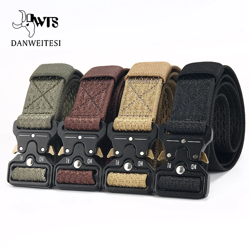 

[DWTS]Military Equipment Combat Tactical Nylon Belts for Men Army Training Nylon Metal Buckle Waist Belt Outdoor Waistband