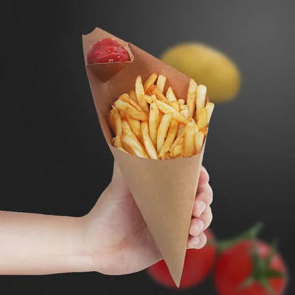 

French fries box Cone Chips Oil proof bag Triangle Chips box, Tack out disposable food package .500piecelot Fast shipping .