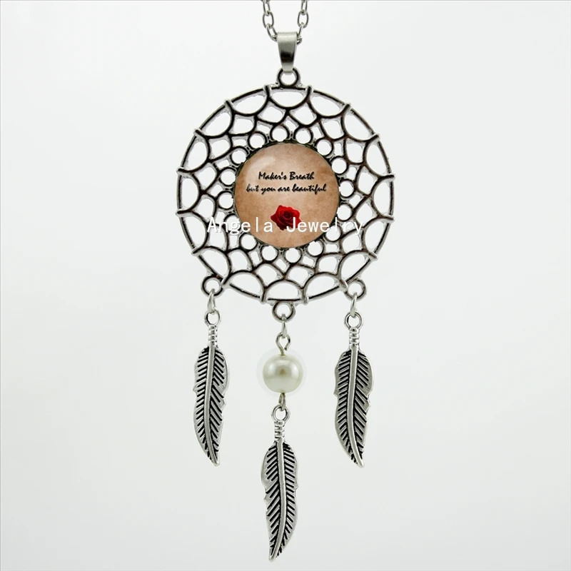 

2017 Trendy Style Alistair's Rose Quote Necklace Dragon Age Original Jewelry Dream Catcher Pendant Necklace DC-00409