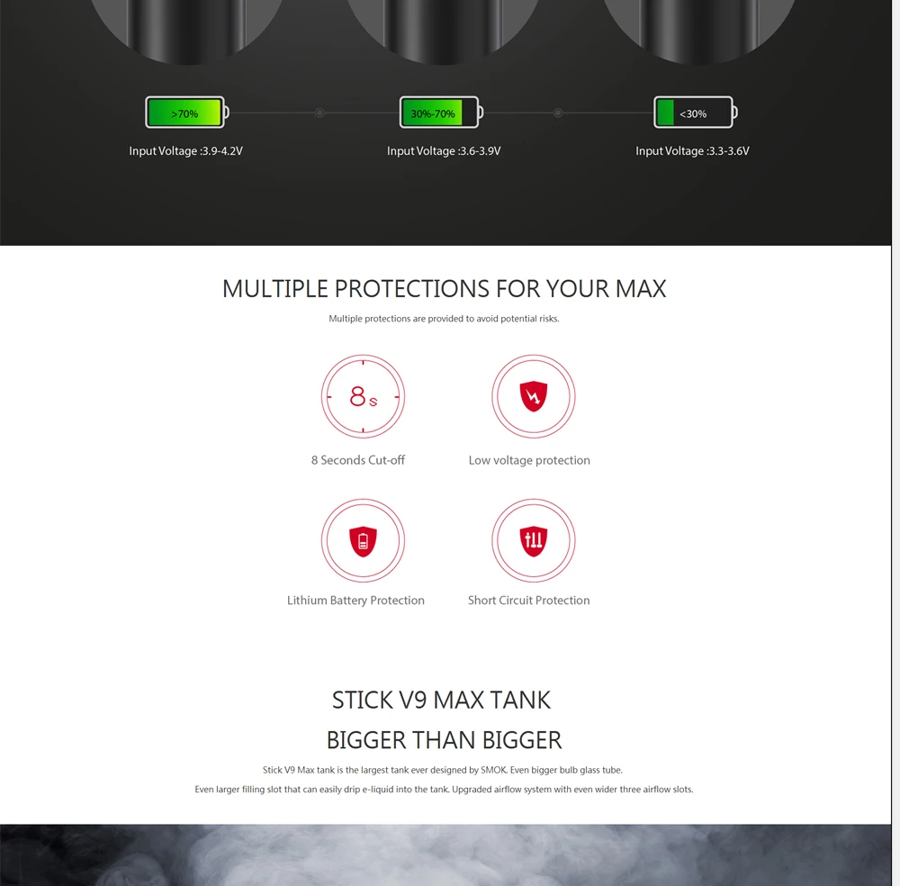 Electronic Cigarettes Smok Stick V9 Max 8.5ml Staret Kit 4000mah Battery Stick V9 Max tank with Baby V2 S1V2 S2 VS Stick Prince (9)