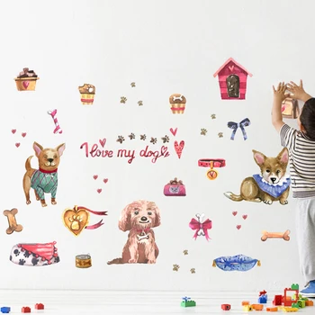 

Wall Sticker Dog Wall Decal Children's Room Bedroom Living Room Background Wall Paper Waterproof Self-adhesive Paper New