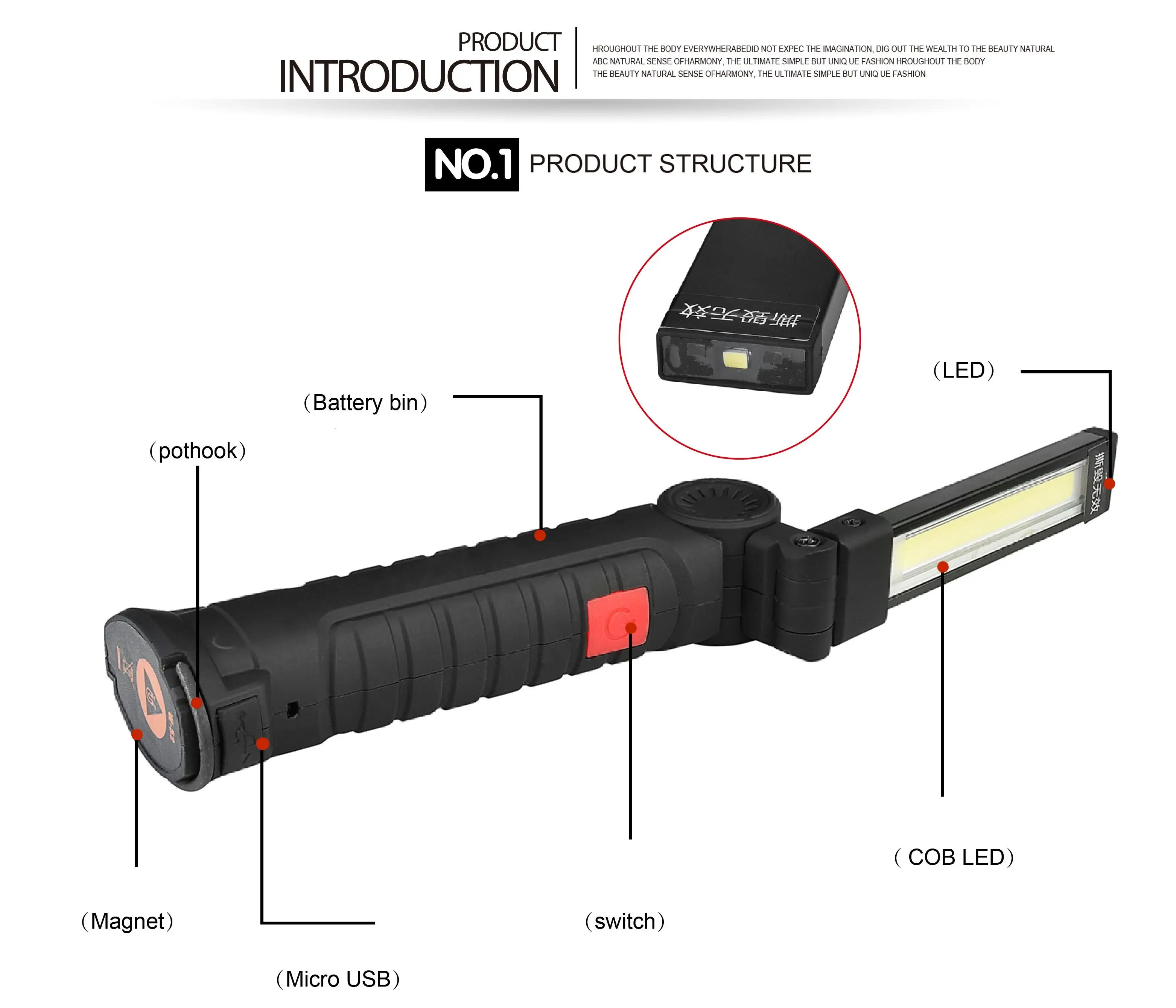 LumiParty Портативный Яркий COB светодиодный светильник s usb зарядка магнитная лампа красный светильник аварийный светильник