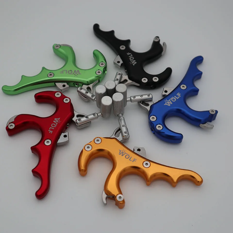 

Wolf Stainless Steel 4 finger grip Caliper Release aid Archery Caliper Grip Release For Compound Bow Hunting