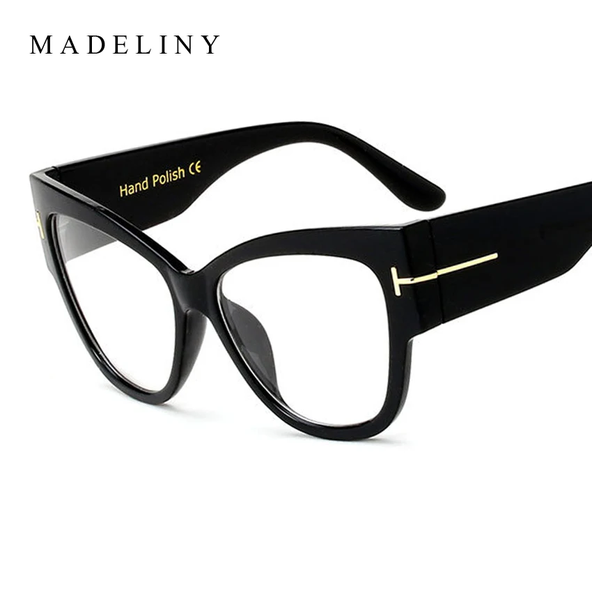 MADELINY Fashion Women Cat Eye Glasses New Oversized Vintage Eyeglass