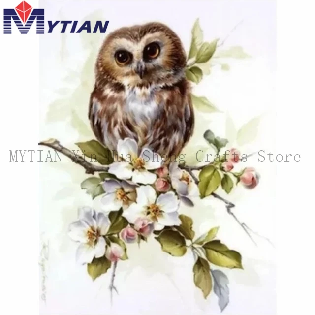 18092035 Darling Owl Tree Blossoms 5D Diamond Painting MYTIAN Diamond Embroidery Full Squate Round Drill Mosaic Rhinestone Wall Sticker