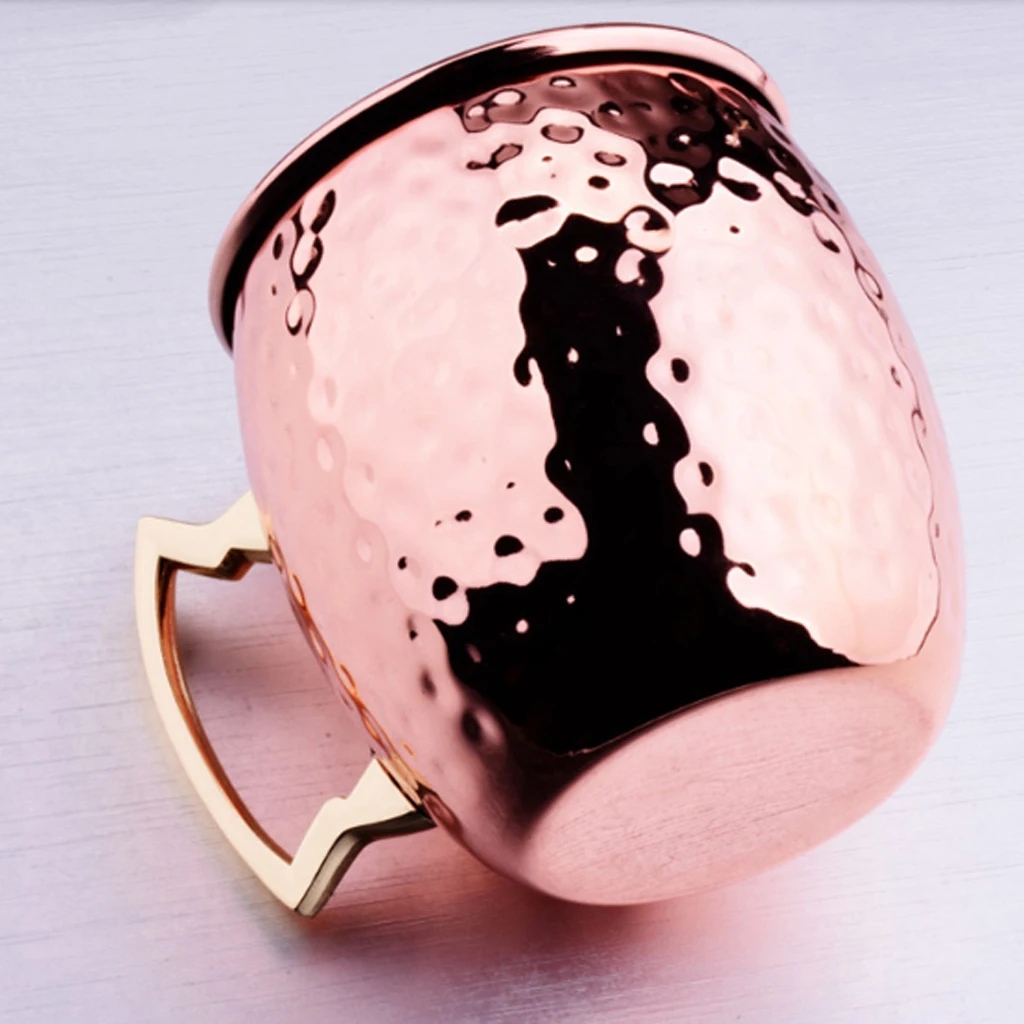 Moscow Mule Copper Mugs Set of 6  Solid Stainless Steel Handcrafted Copper Finish Mug for Cocktail 530ML