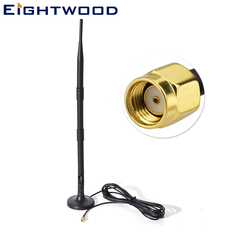 

Eightwood Wi-Fi Antenna Magnetic Stand Base RP SMA Connector with 3m Extension Cable for Belkin F5D8235 Rincuv4 N300 N450 N600