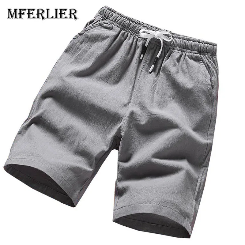 MFERLIER однотонные шорты летние шорты мужские Размер M-5XL эластичный пояс Длинные мужские шорты 7 видов цветов