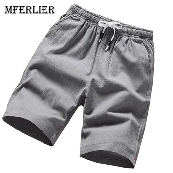 

MFERLIER Solid Shorts Summer Shorts men size M-5XL Elastic waist Long men shorts 7 Colors